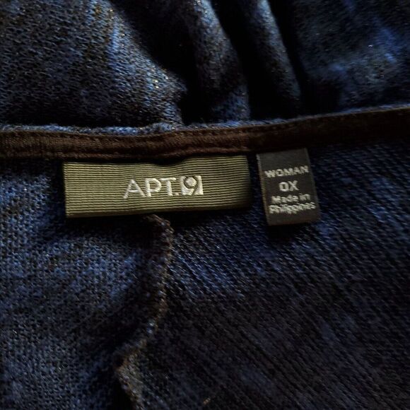 NEW Apt. 9 Knit Top Sweater XL OX Sparkly Blue Black Dolman Sleeve Semi Sheer - Picture 5 of 7